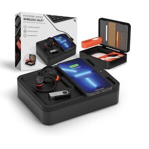 Sharper Image Wireless Valet Desk Organizer with Charging Pad Travel NEW Gift